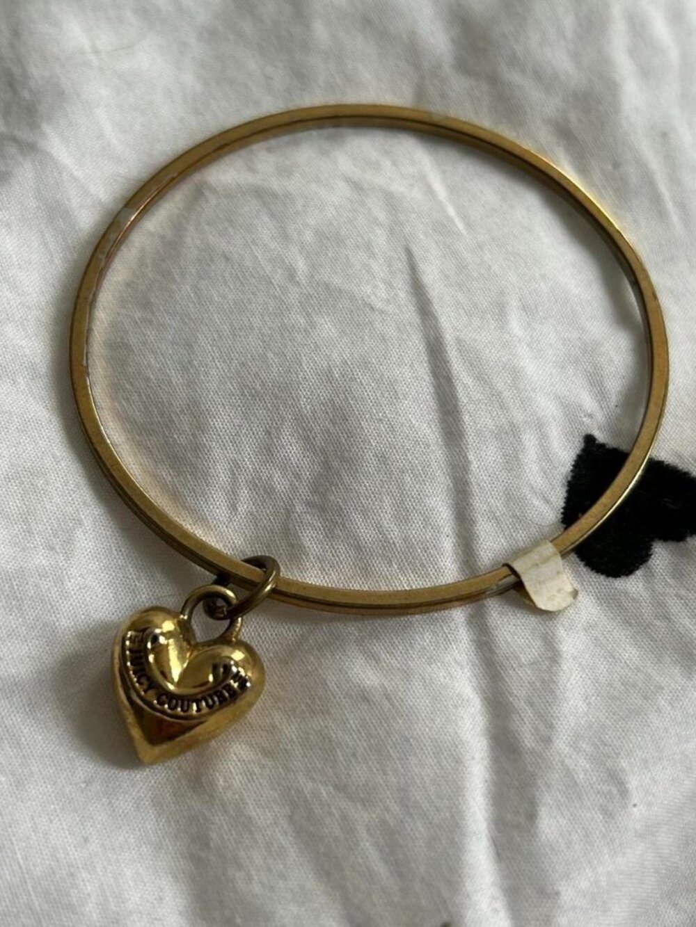 Juicy Couture Gold Toned Bangle Bracelet with Puffed Heart Charm